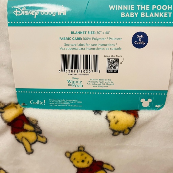Disney Baby Winnie the Pooh Baby White Nursery Blanket Hunny Honey Bees - Picture 9 of 12